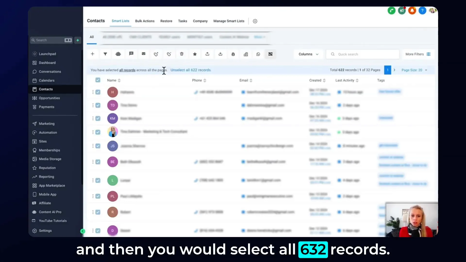 Bulk contact management in restaurant marketing with GFunnel