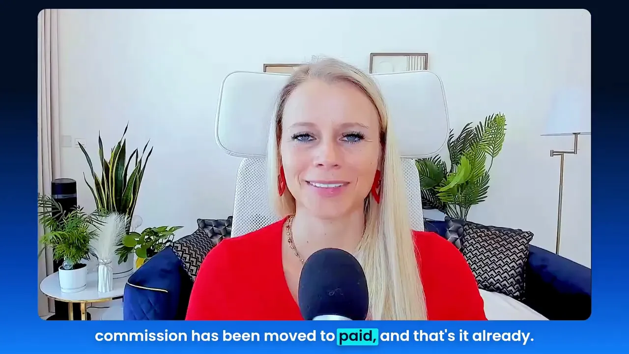 Paid commissions section showing a commission moved to paid status