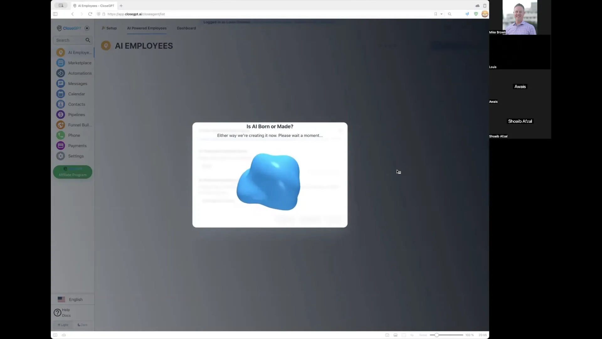 Setting up the AI receptionist interface