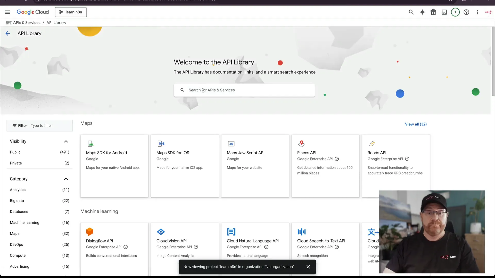 Enabling Google APIs in the Cloud Console