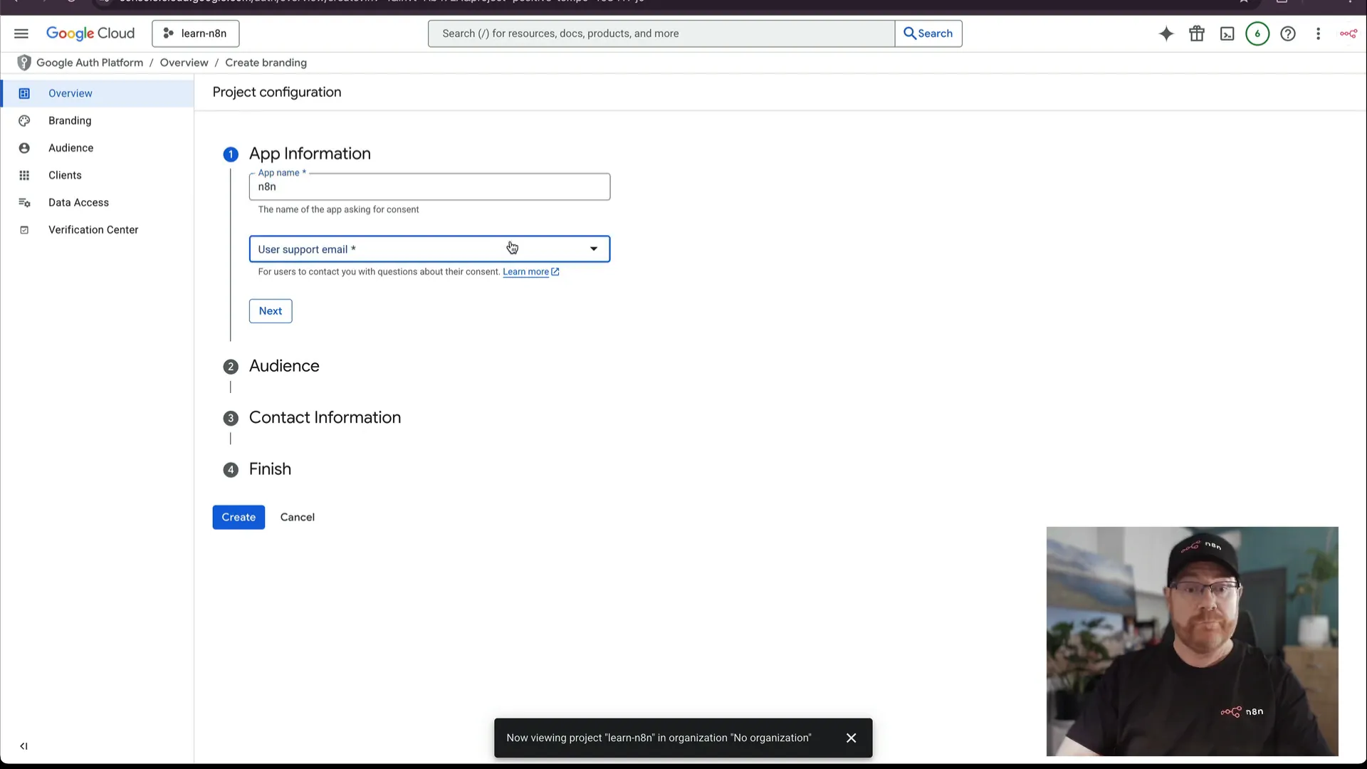 Setting up the OAuth consent screen