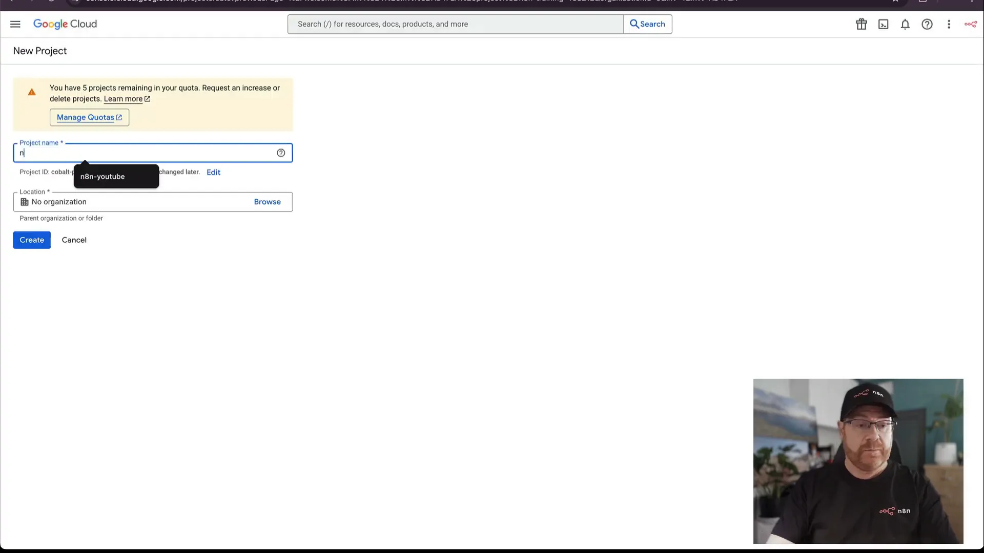 Creating a new Google Cloud project