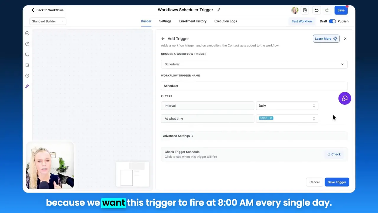 Scheduler intervals selection showing hourly, daily, weekly options