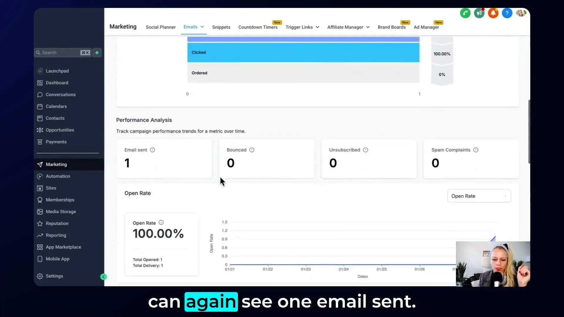 GFunnel’s real-time analytics dashboard