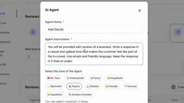 Creating an AI agent with tone and instructions