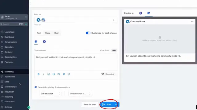 Scheduling posts to Google Business Profile from marketing social planner