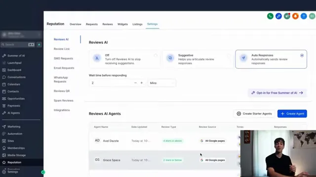 Saving a created AI agent for review responses
