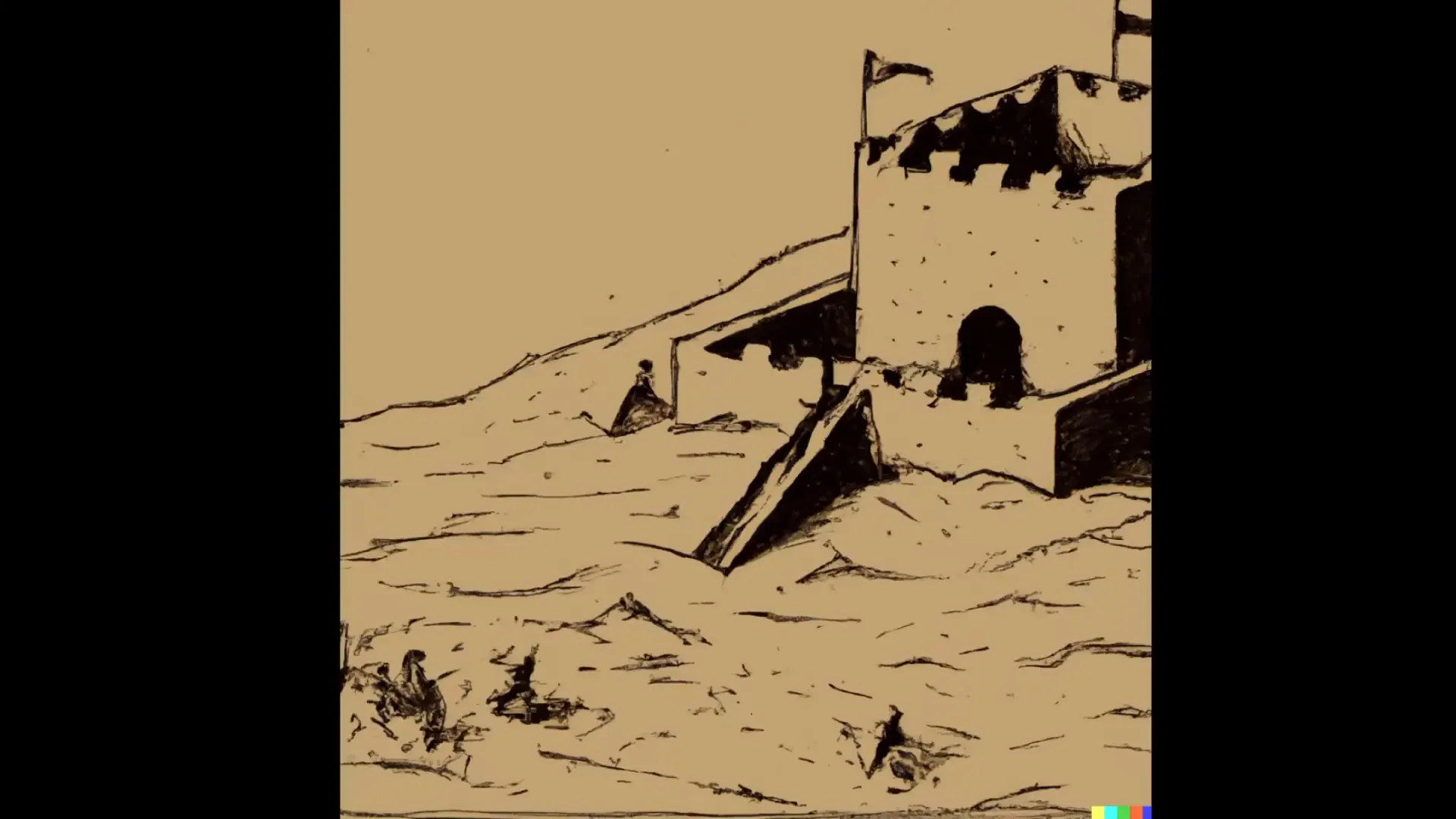 Sketch of a fortress built on sand illustrating market challenges