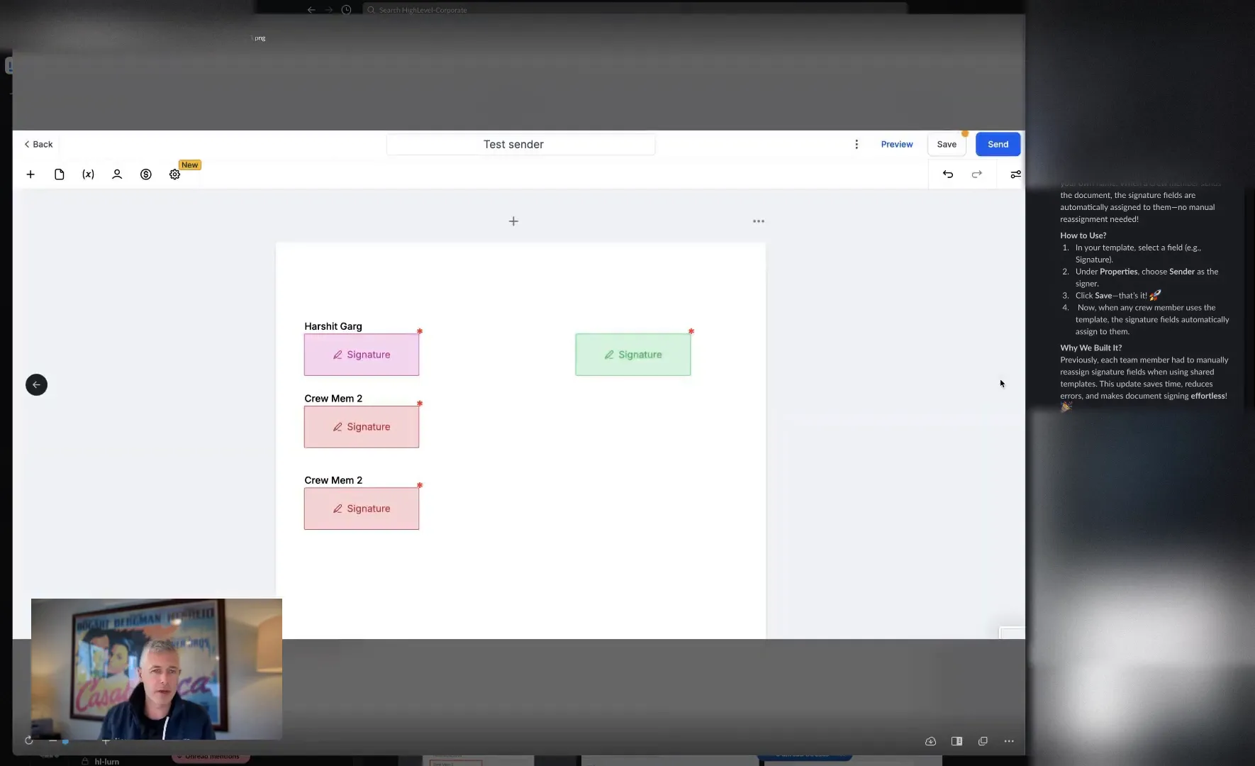 Example of dynamic sender assignment