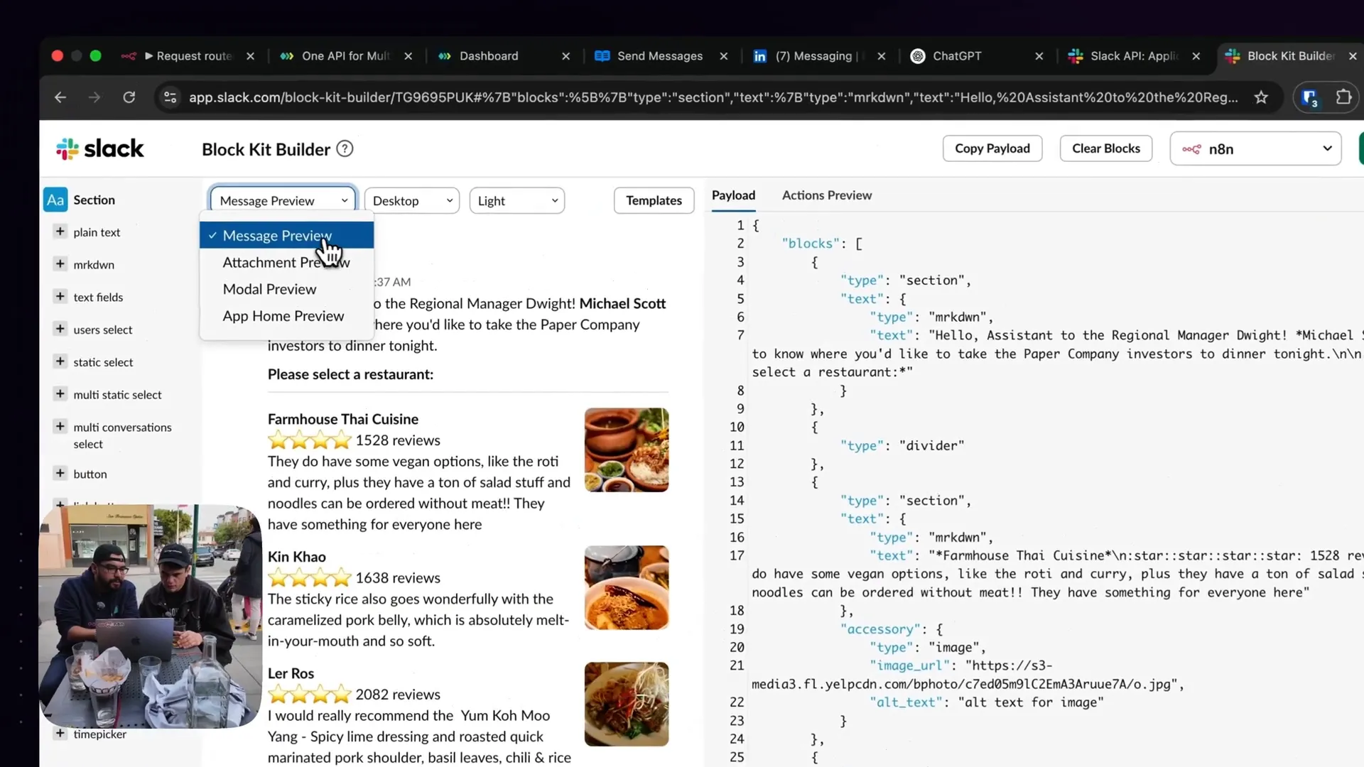 Slack Block Kit Builder for message editing