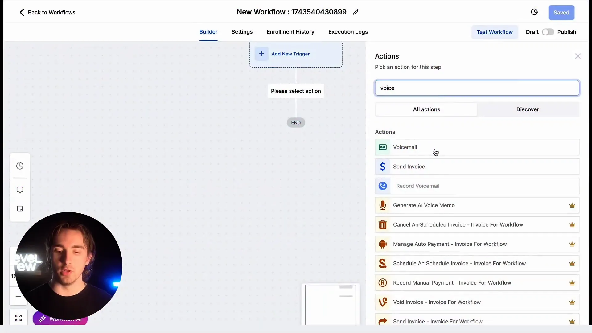 GFunnel's automation setup interface