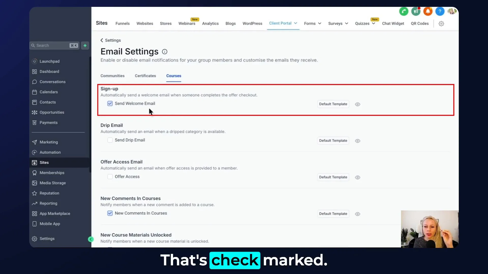 Customizing email templates in GFunnel