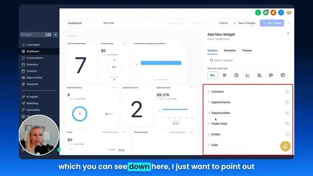 Add widgets screen showing categories and metrics