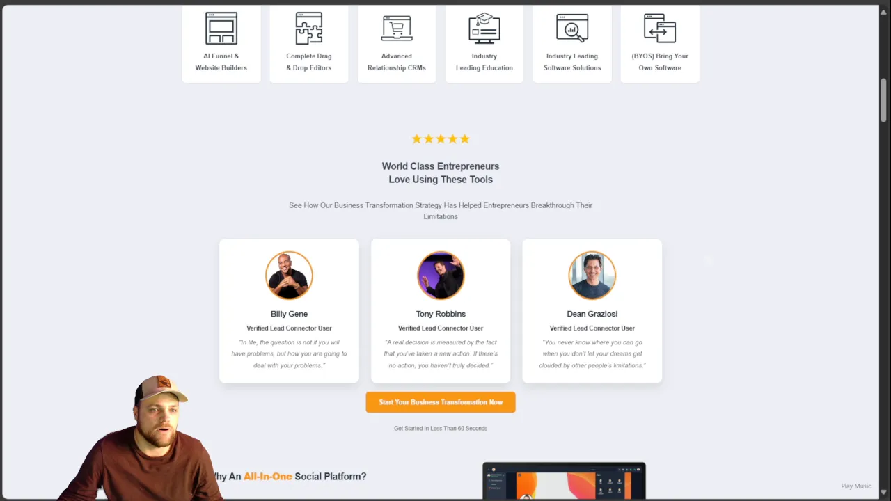 Screenshot of content management tools on GFunnel