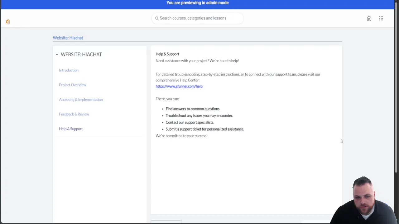 Help center interface