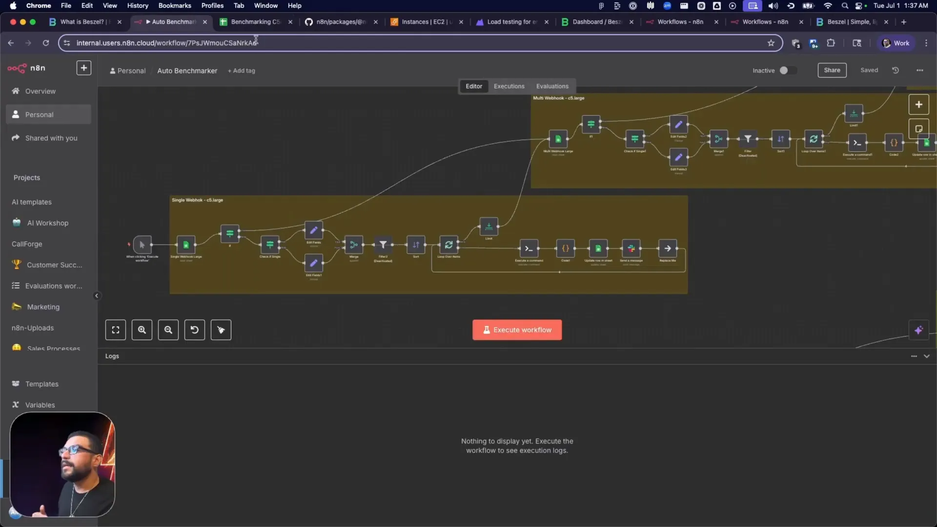 GFunnel dashboard showing automation workflows and analytics