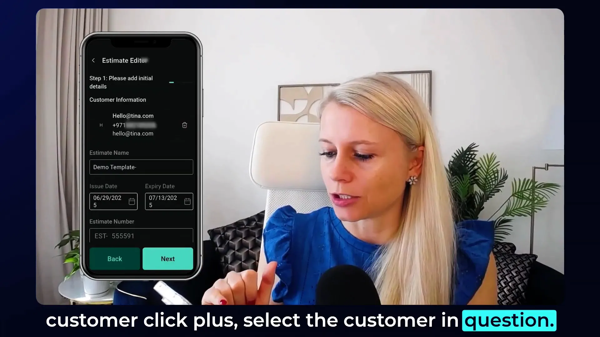 E-commerce entrepreneur using GFunnel mobile app for estimates