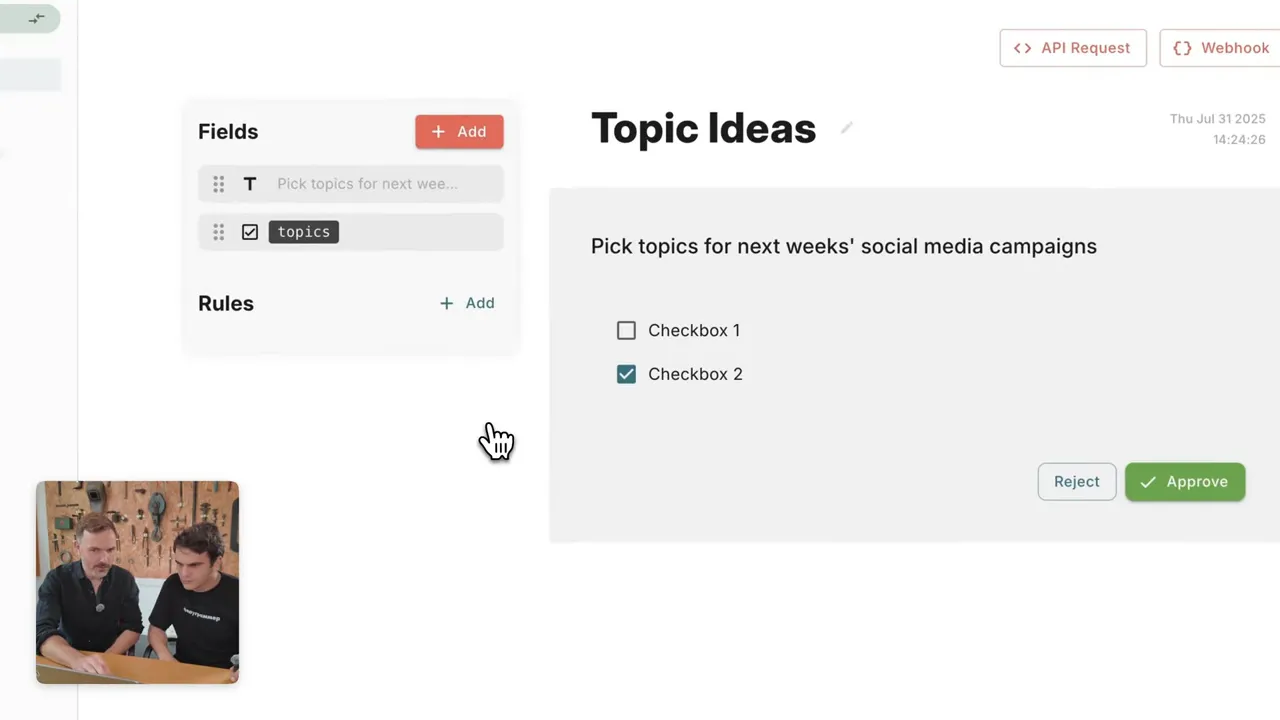 GoToHuman review template editor with dynamic fields and preview pane