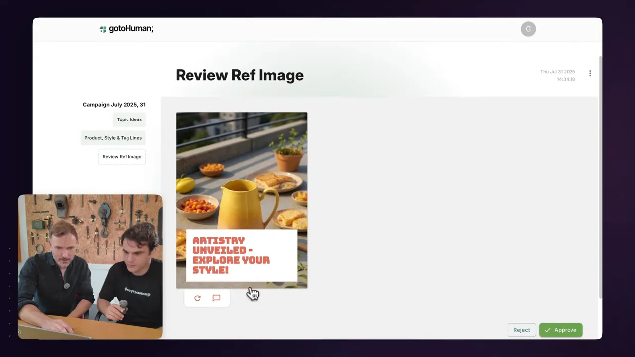 Generated reference image grid with product and tagline preview