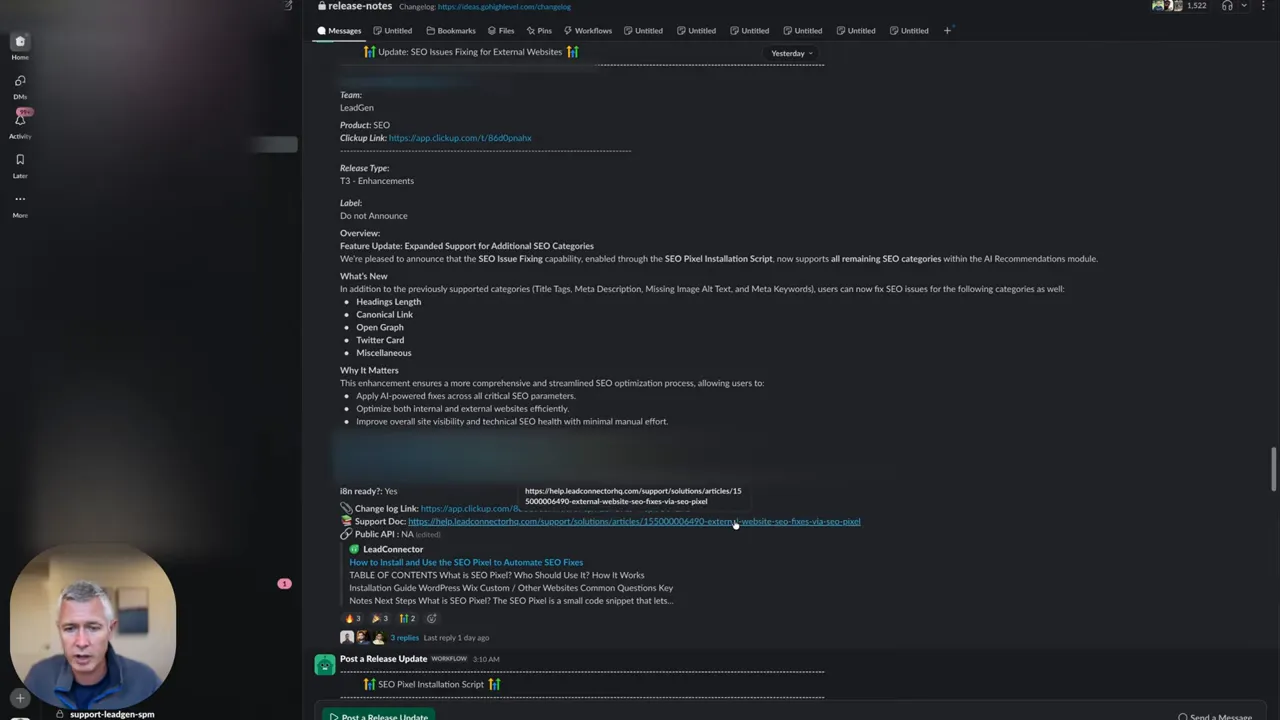 Screenshot showing the installation script update for deploying SEO JavaScript to external sites