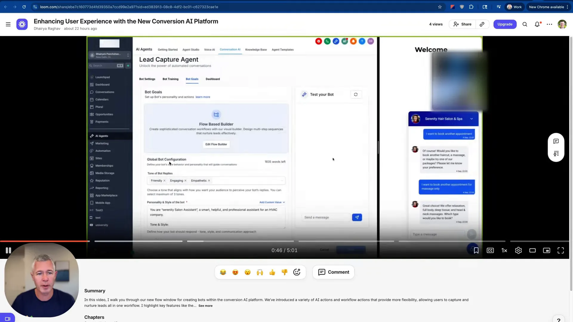 Flow builder opening in the platform to edit conversation AI bots