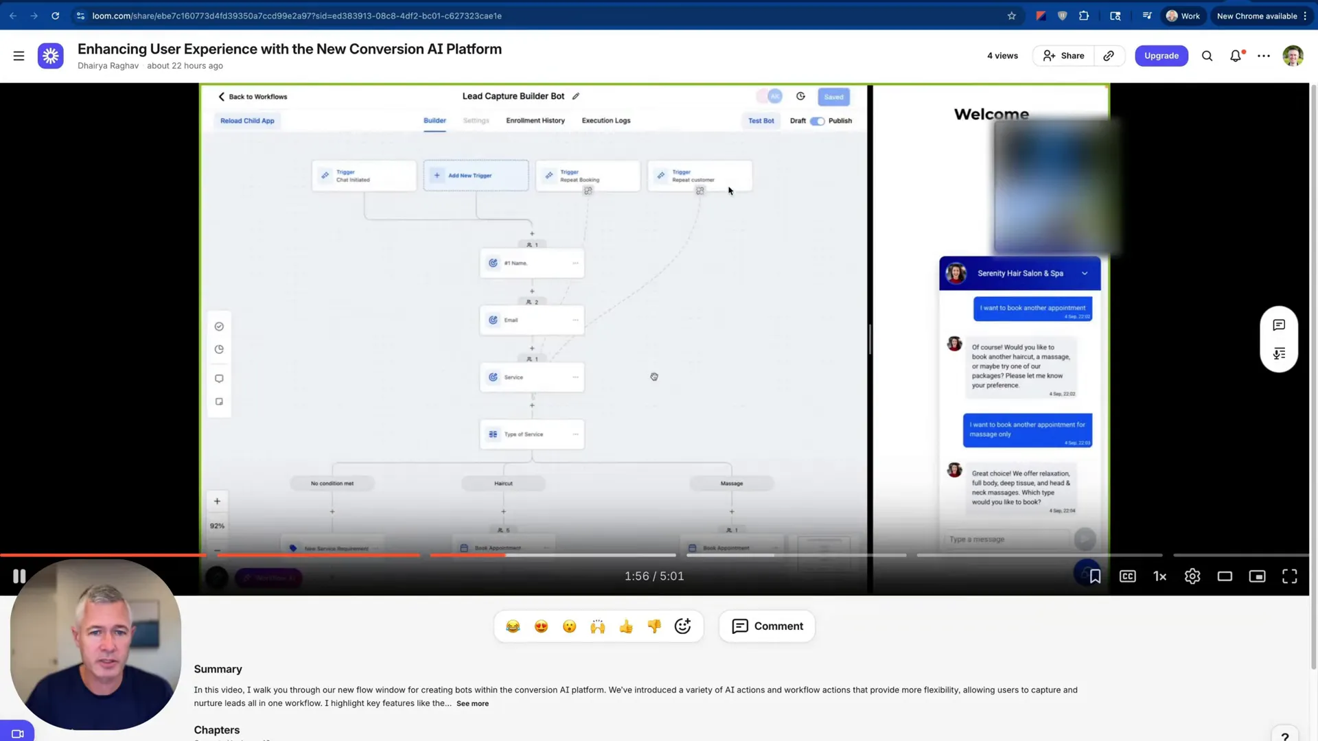 Creating a bot flow in the GFunnel-like canvas