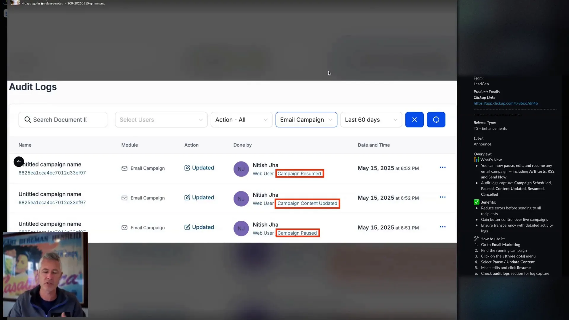 Lead Connector team announcement of new campaign features