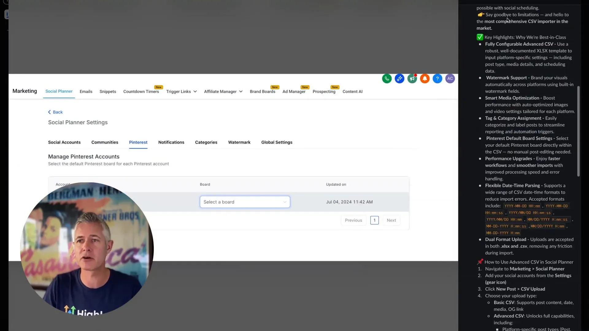 GFunnel’s content management interface with tagging and categorization options