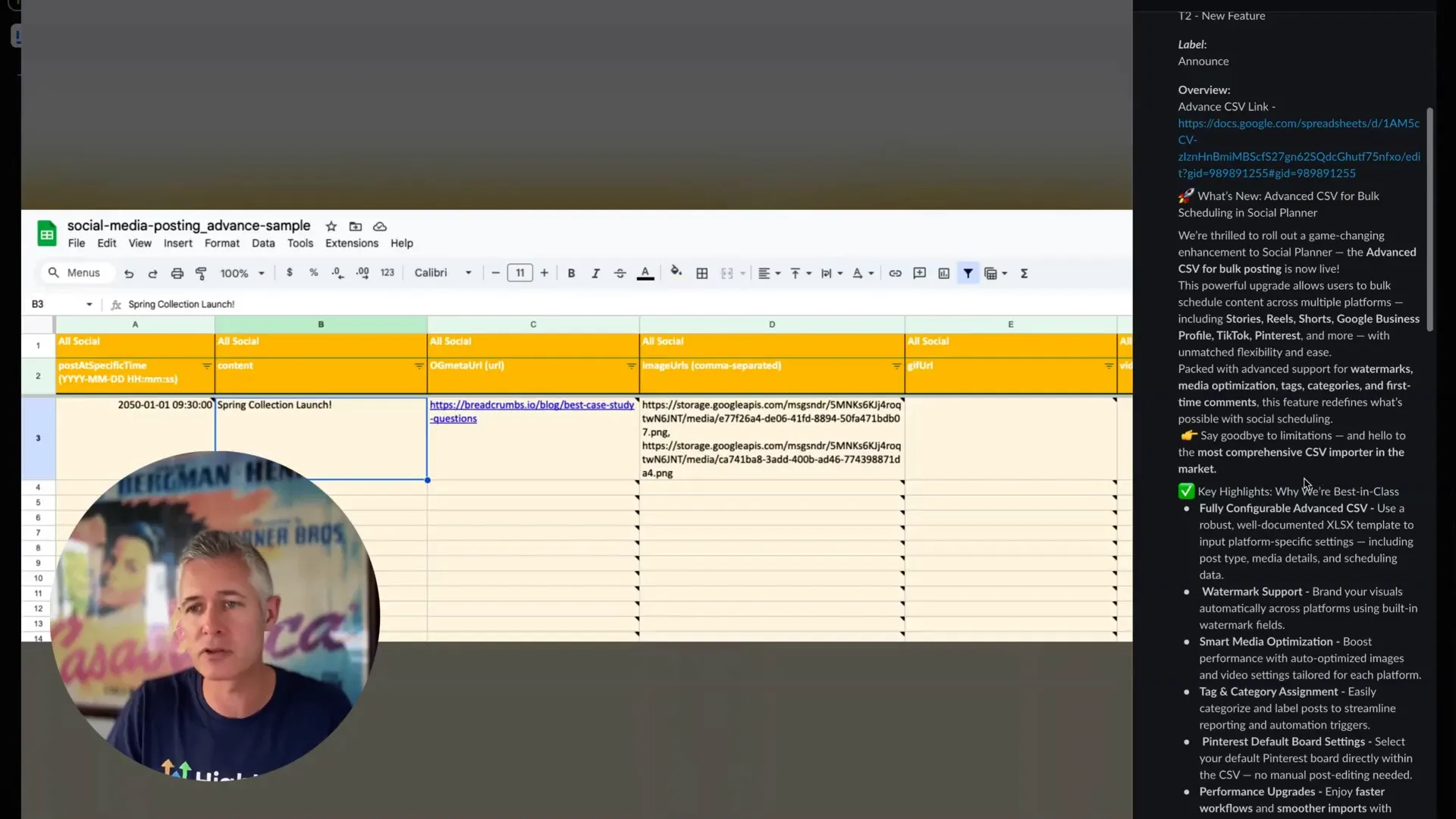 Video insight on advanced CSV bulk scheduling feature