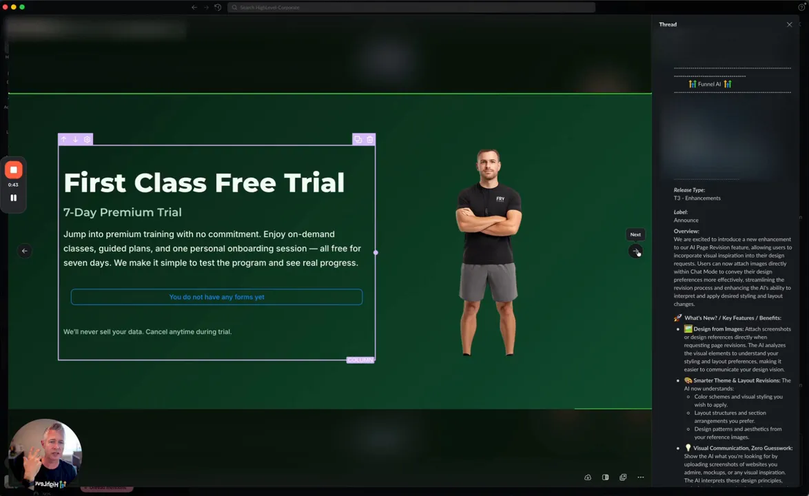 AI analyzing an uploaded screenshot and generating a redesign suggestion