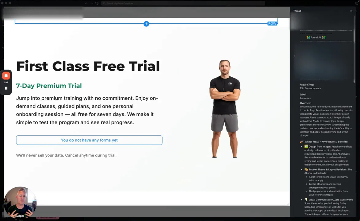 Screenshot showing the AI page revision feature introduction