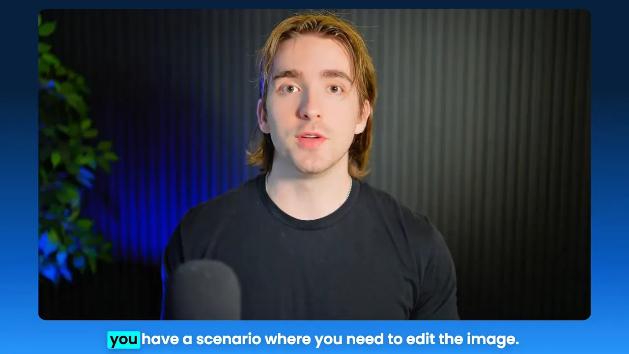 Presenter summarizing that you may need to edit images inside GFunnel, with subtitle 'you have a scenario where you need to edit the image' visible