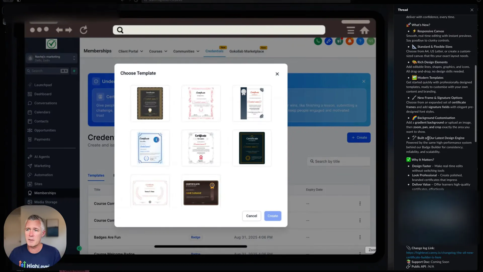 Photo of a user praising the new builder with a short testimonial overlay