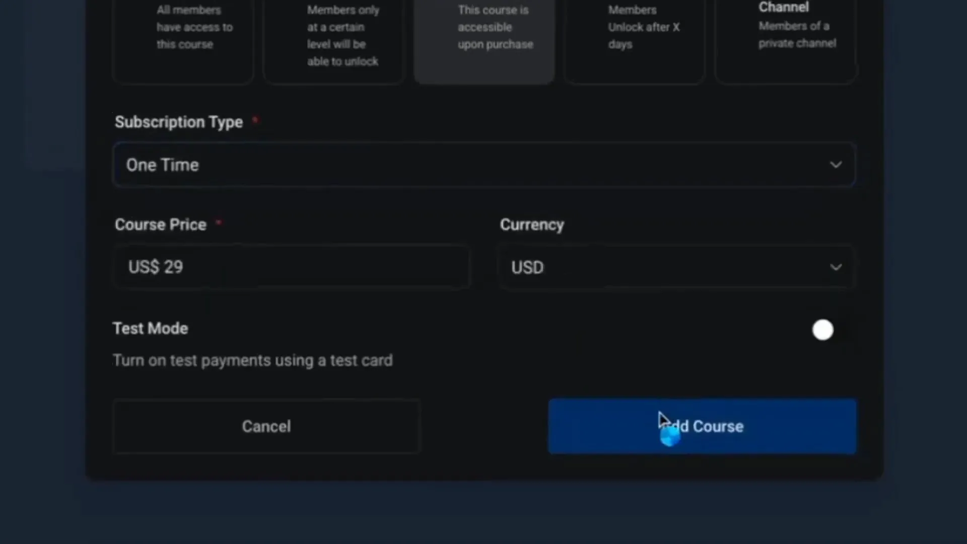 Configuring buy now options with pricing and currency selection