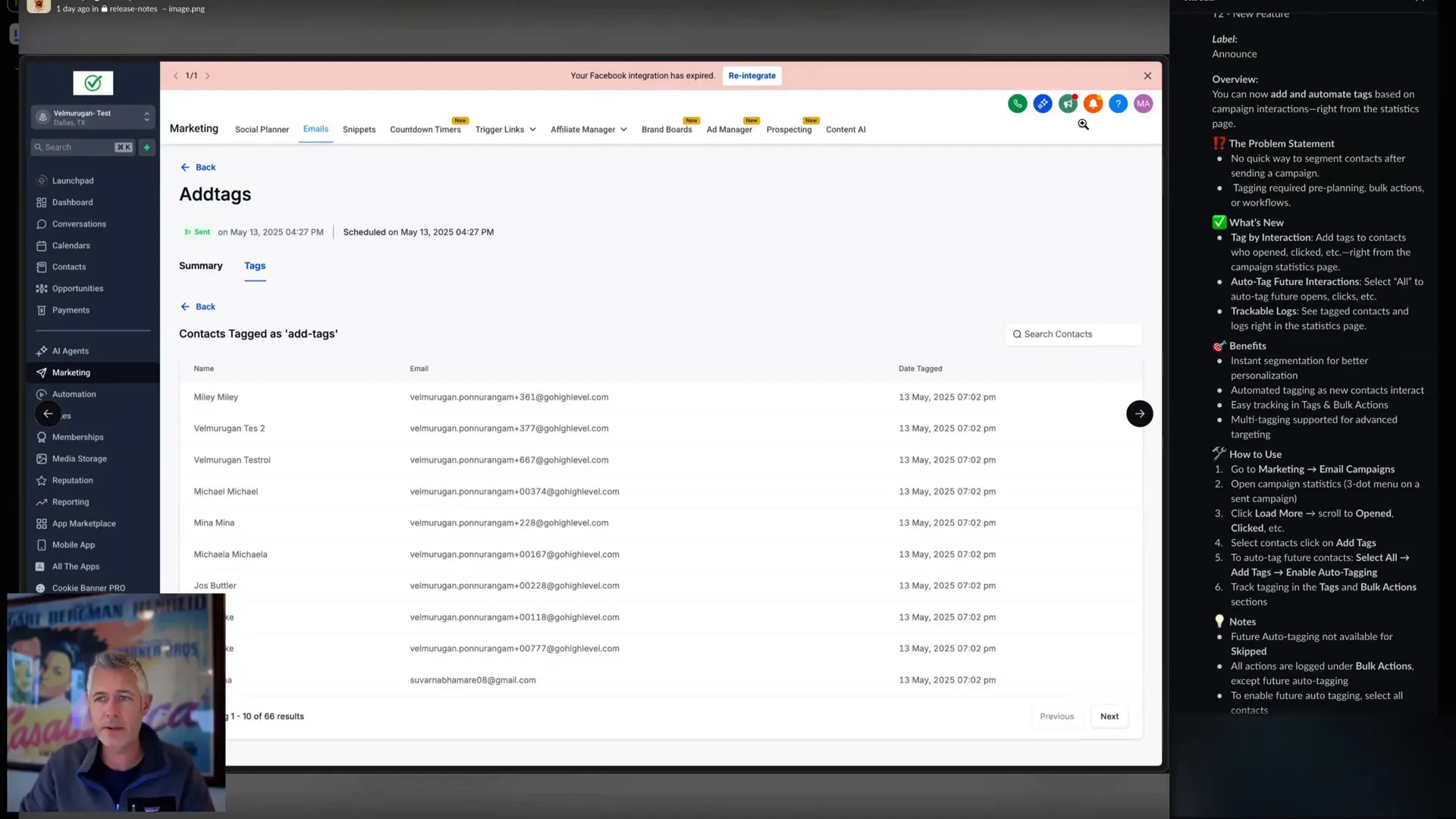 Trackable logs for tagging activities in campaign statistics