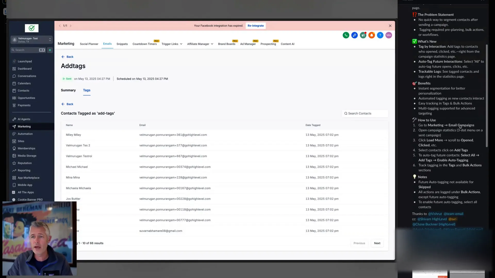 Multi tagging support for advanced targeting in campaign stats