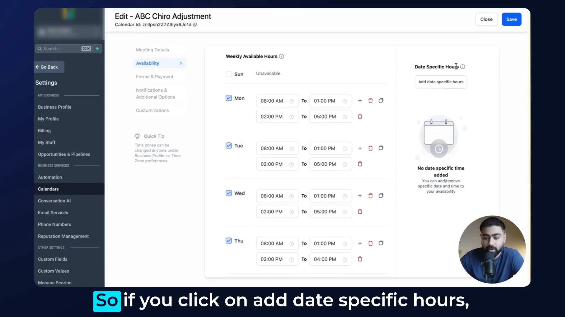 Adding Date Specific Hours