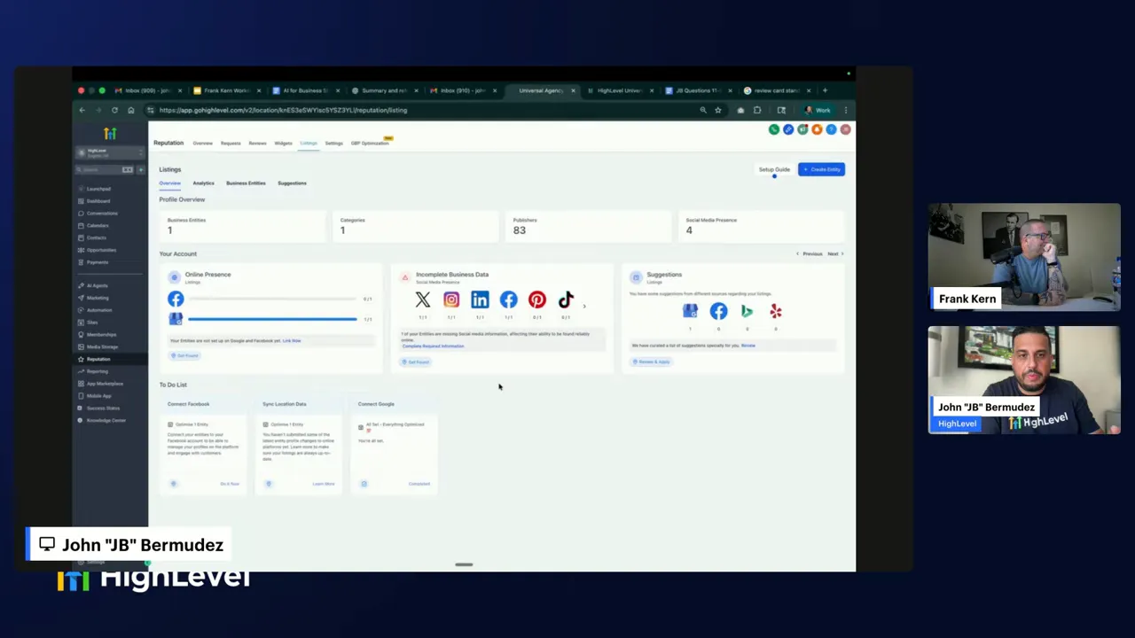 GFunnel's top toolbar showing overview, AI summary, and requests