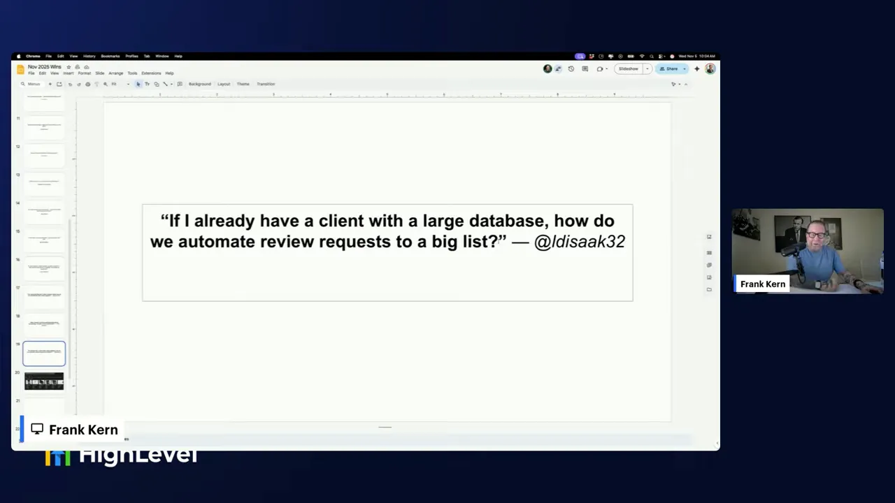 GFunnel workflow for review requests and database automation