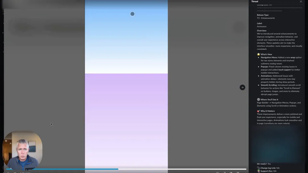 Click interaction showing smooth scroll to target element