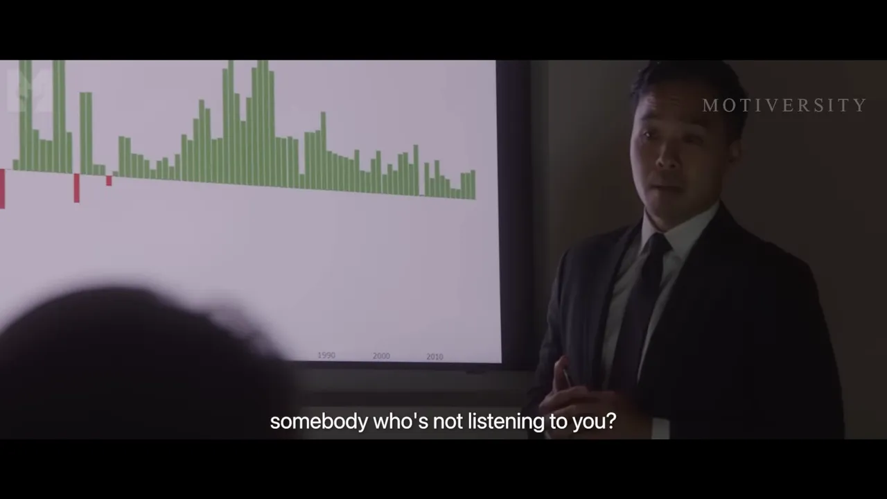 Presenter challenging business people with how much time they have for someone who's not listening