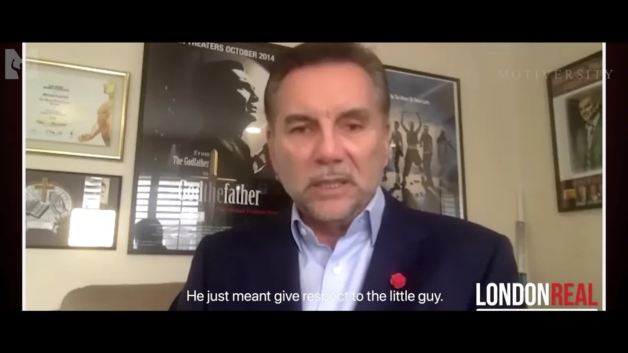 Speaker reflecting on lessons learned from his father about respect and the little guy