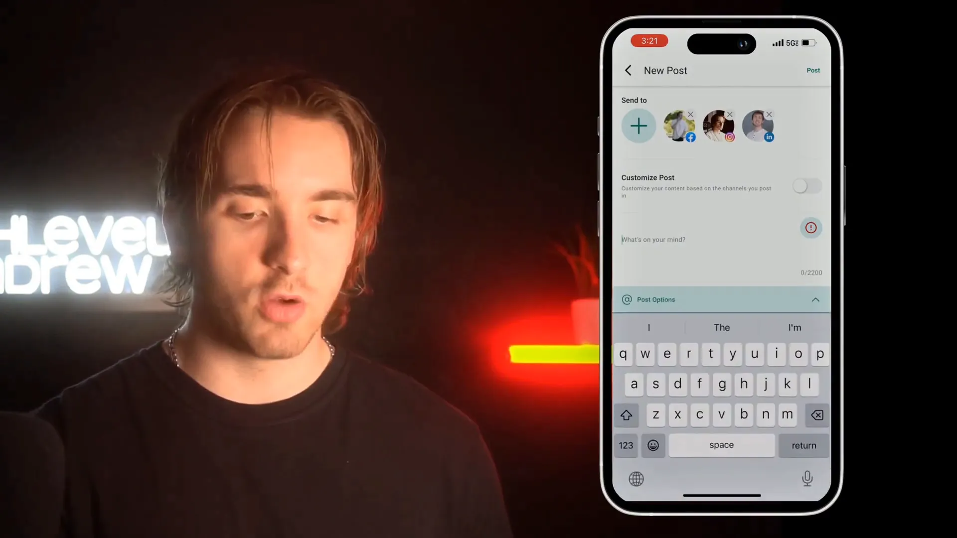 Adding caption and media to social post