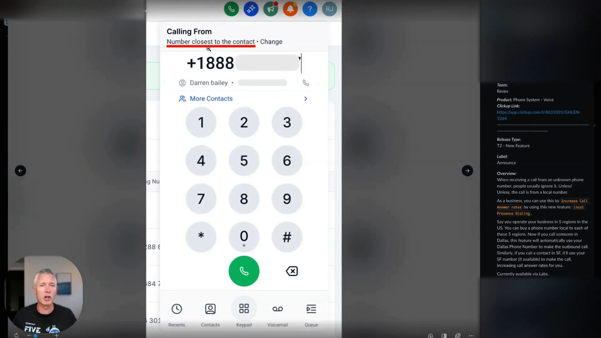 Local presence dialing system selecting closest phone number