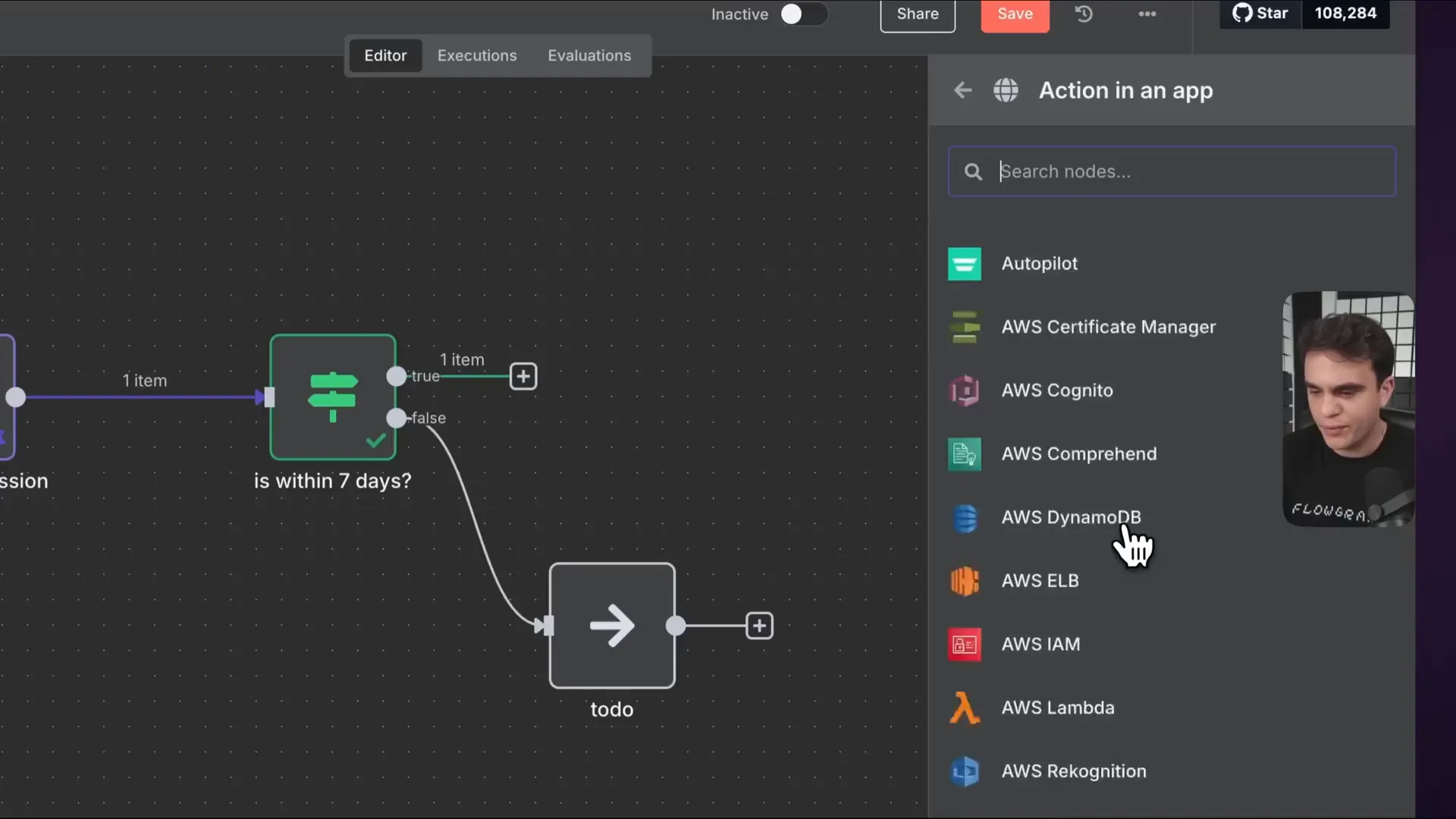 Workflow canvas showing conditional routing and Slack integration