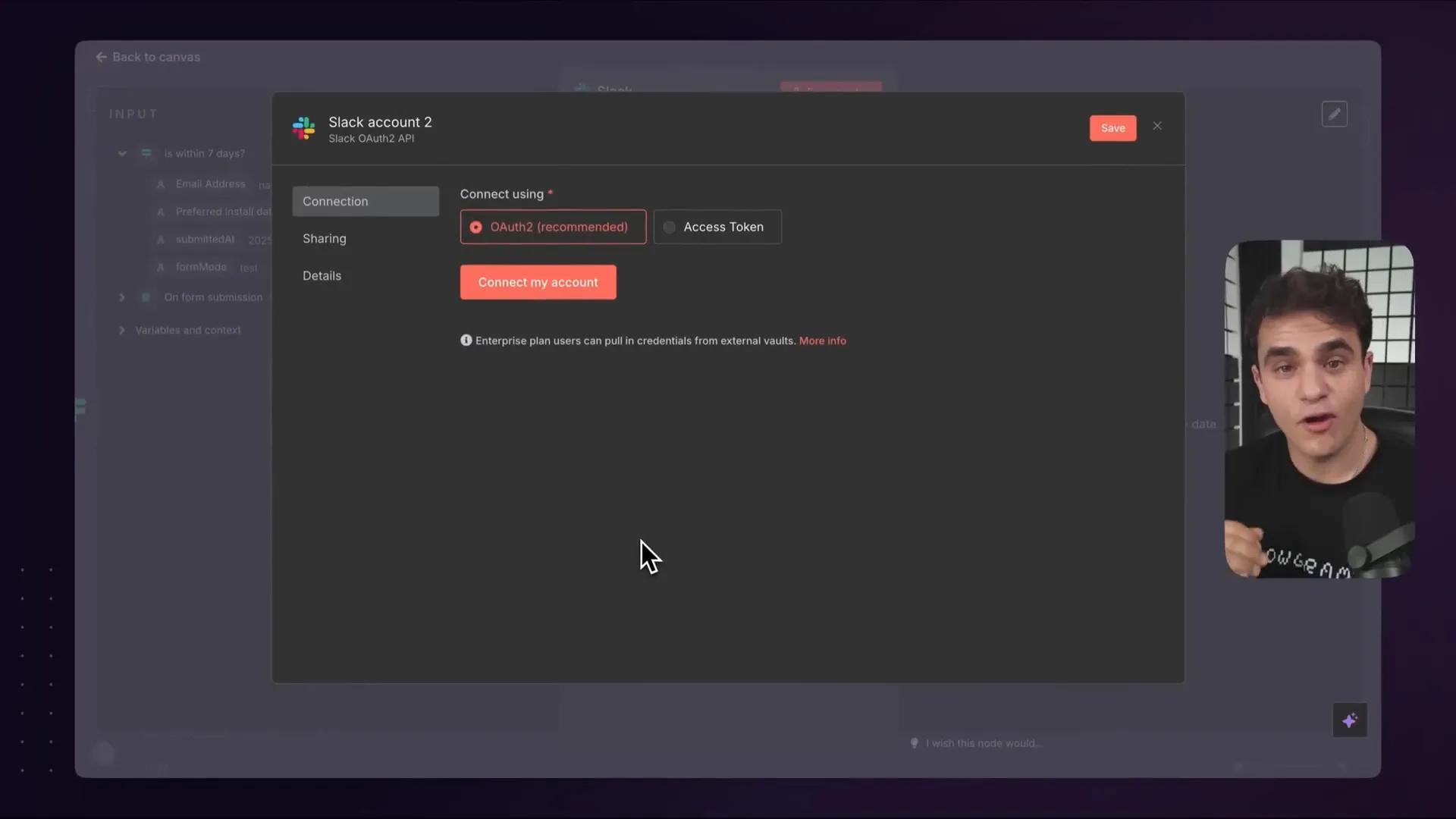 Slack integration setup with credential management