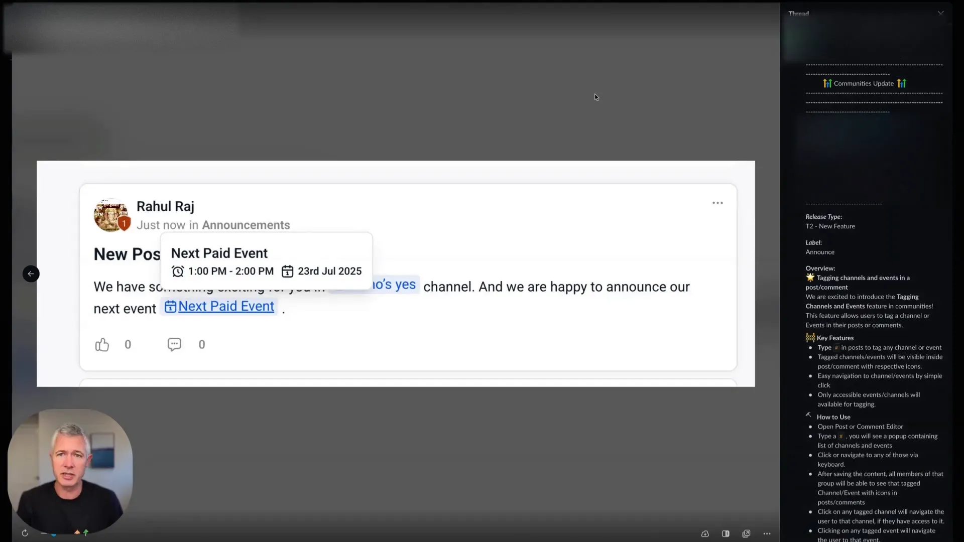 Community home page in GFunnel showing featured events