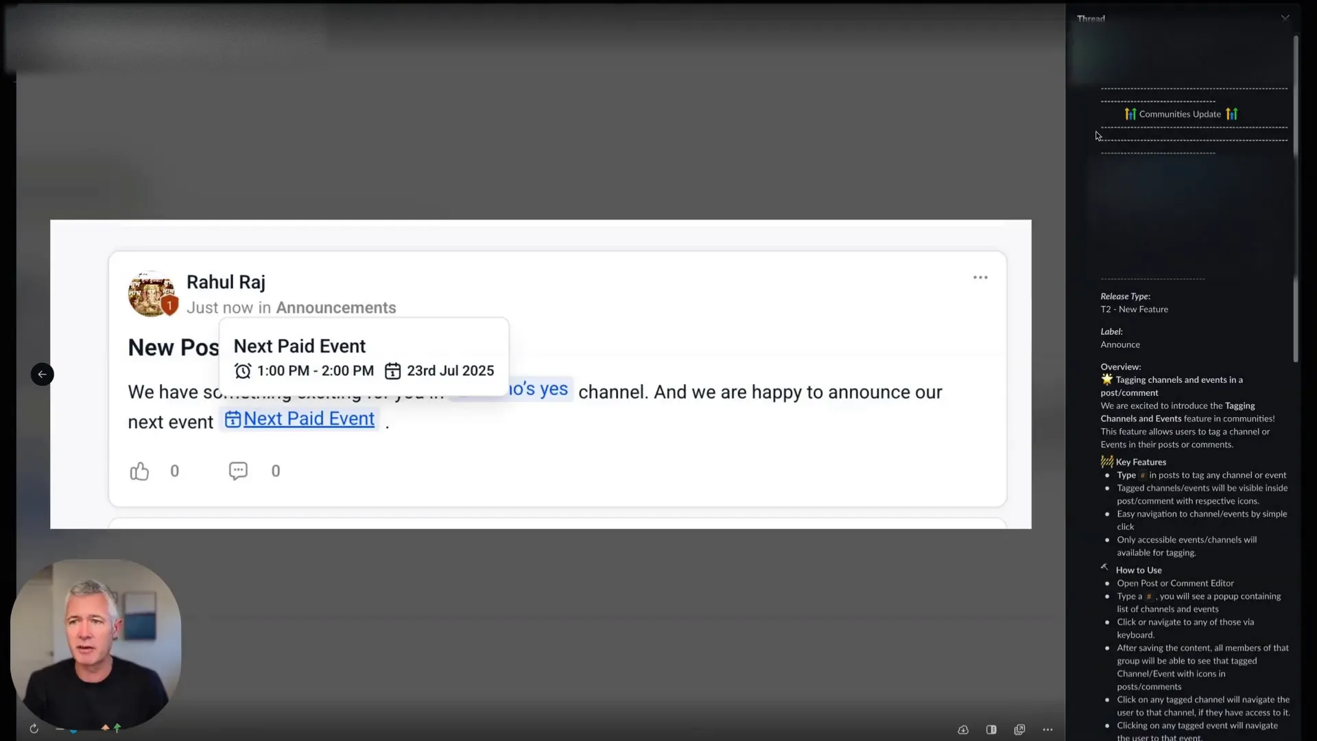Workflow diagram showing community post to funnel to conversion