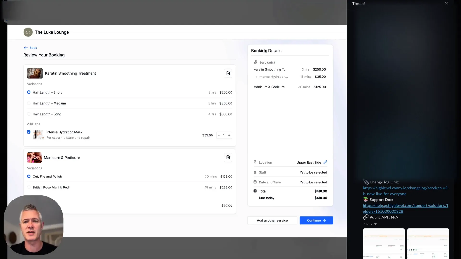 Enable services in calendar settings within the sub-accounts interface