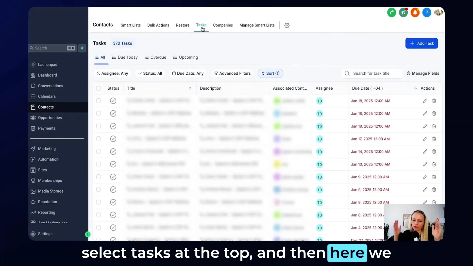 GFunnel’s intuitive task management system interface
